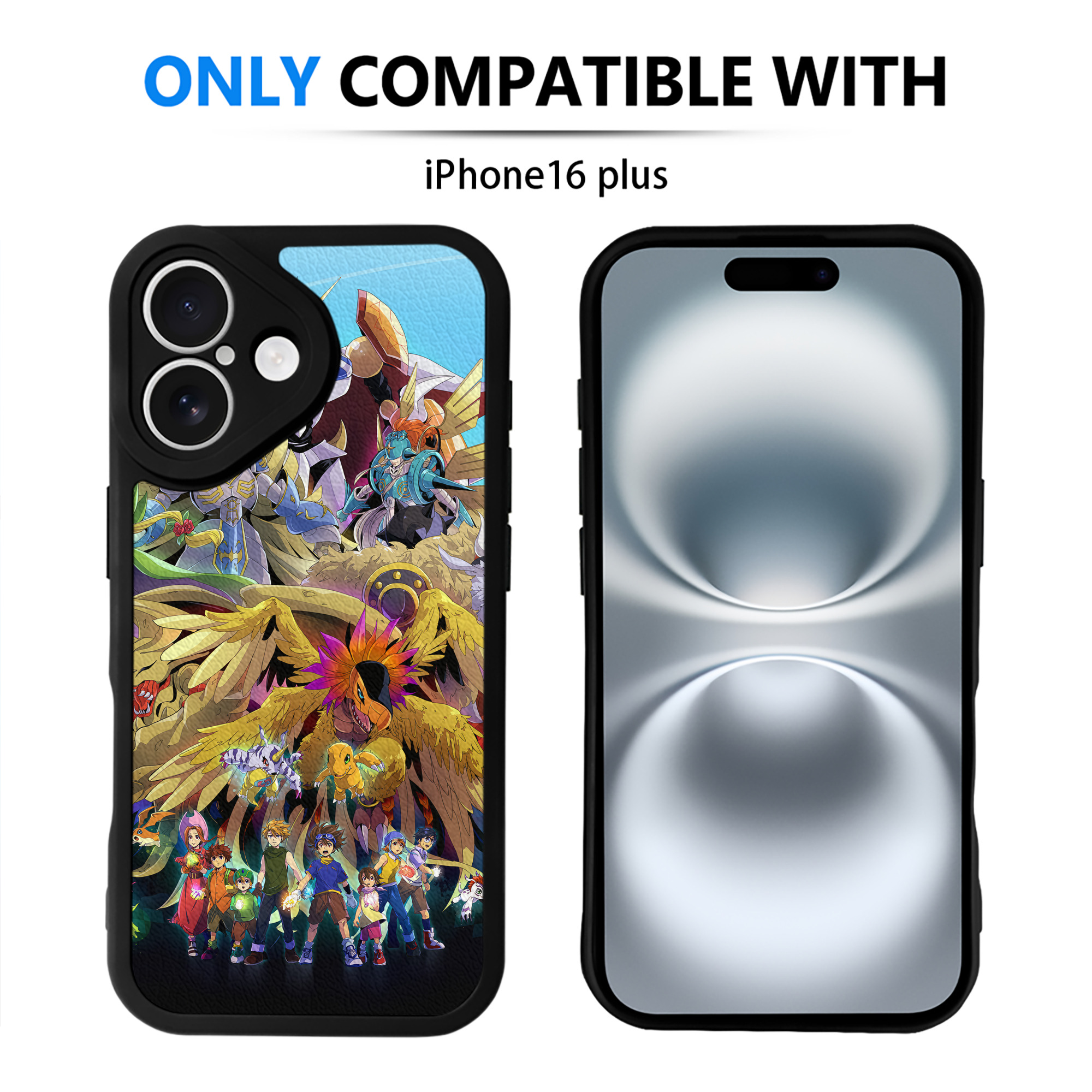 （画像用） Digimon デジタルモンスター/デジモン 【iPhone 16シリーズ対応】シリコンスマホケース（レザー調） 材質：シリコン